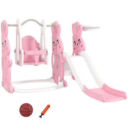 Rabbit-Themed Playground Set - Safe Fun for Kids - Slide, Swing & Climber