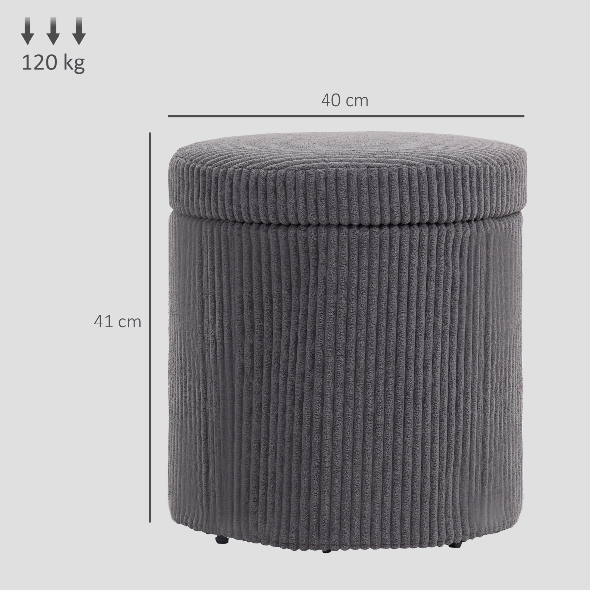 HOMCOM Round Storage Ottoman with Lid, Vanity Stool with Storage