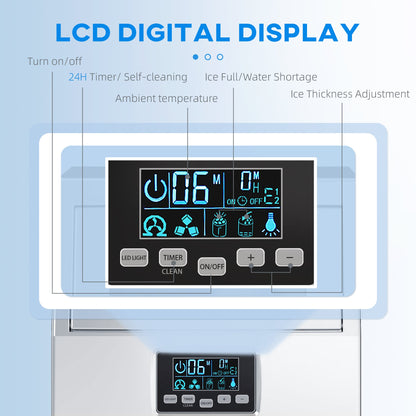 HOMCOM Commercial Ice Maker w/ 4kg Ice Storage for Home Restaurant