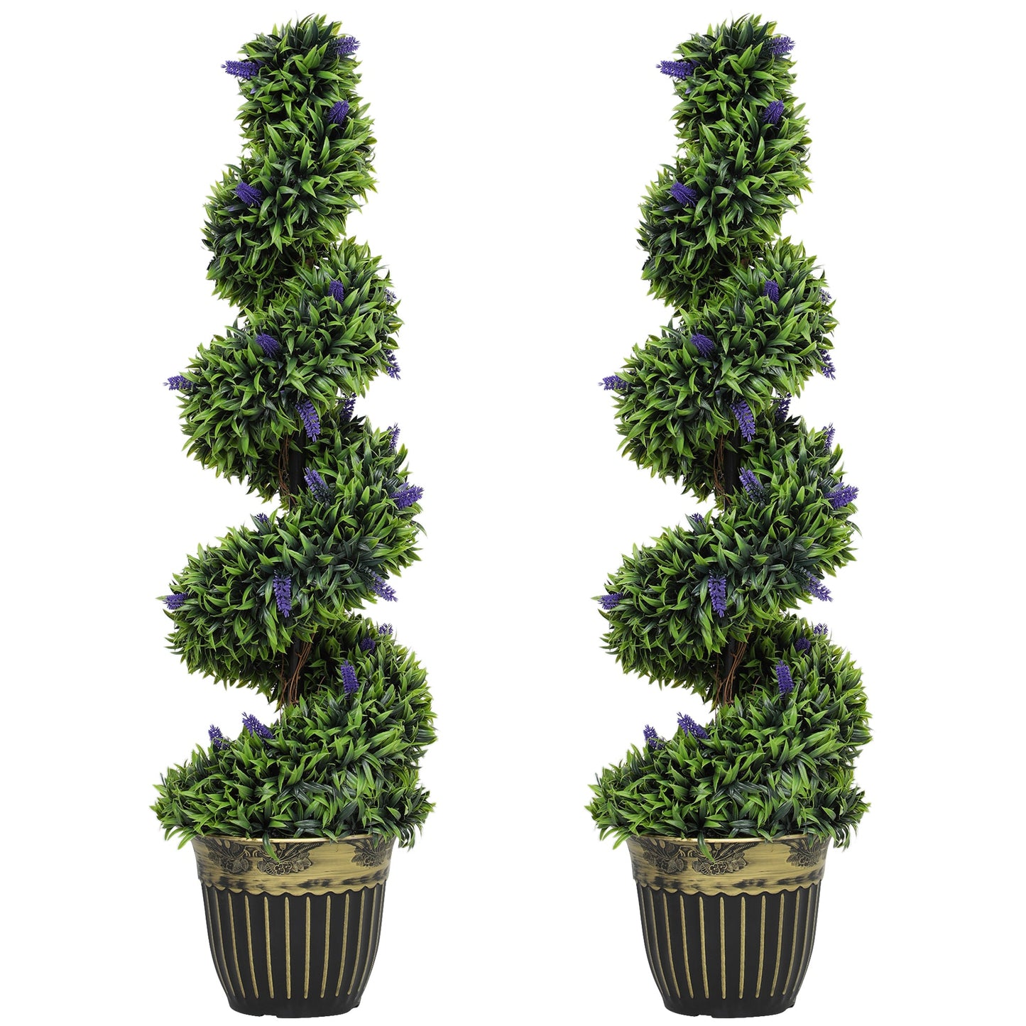 Elegant Spiral Boxwood & Lavender Plant Set – Low Maintenance Decor