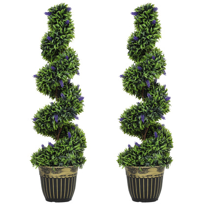 Elegant Spiral Boxwood & Lavender Plant Set – Low Maintenance Decor