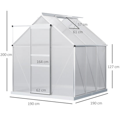 Outsunny Polycarbonate Walk-in Garden Greenhouse w/ Sliding Door Silver Tone