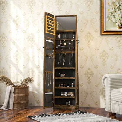 HOMCOM Jewelry Cabinet Full Length Mirror Swivel Lockable Jewelry Organiser