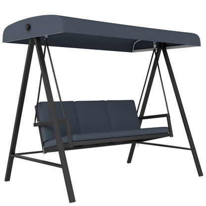 Outsunny 3 Seater Garden Swing Chair with Adjustable Canopy, Dark Grey