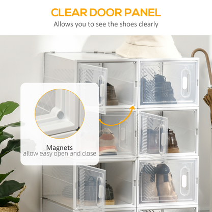 HOMCOM 8PCS Stackable Clear Plastic Shoe Storage Box for UK/EU Size 8.5/43