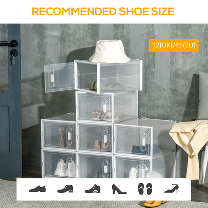HOMCOM 8PCS Stackable Clear Plastic Shoe Storage Box for UK/EU Size 8.5/43