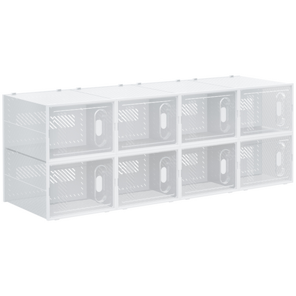 HOMCOM 8PCS Stackable Clear Plastic Shoe Storage Box for UK/EU Size 8.5/43