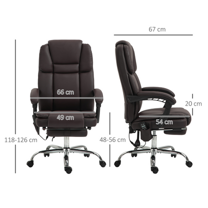 Vinsetto Massage Office Chair, PU Leather High Back Recliner