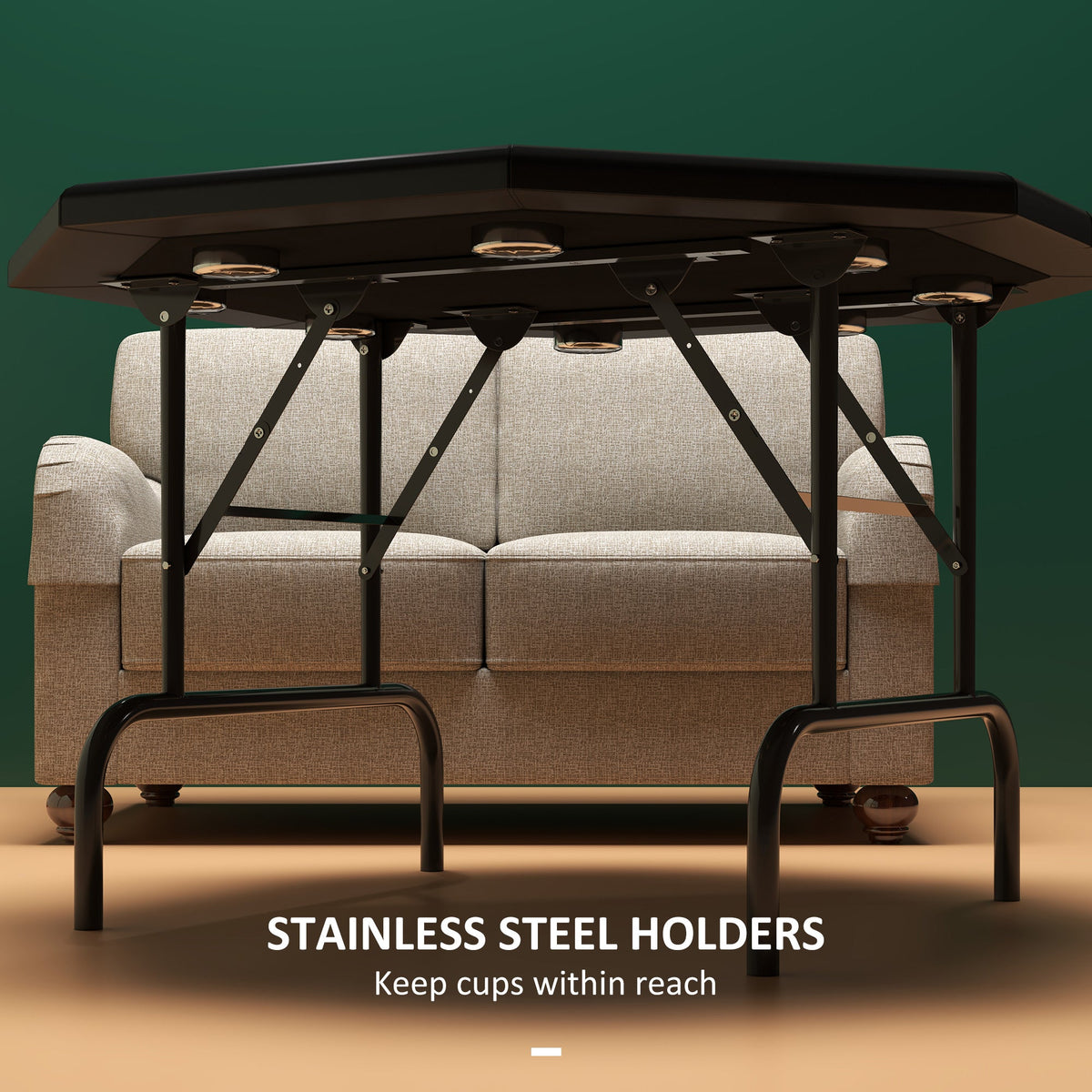 SPORTNOW 8 Player Foldable Poker Table with Cup Holders, Green
