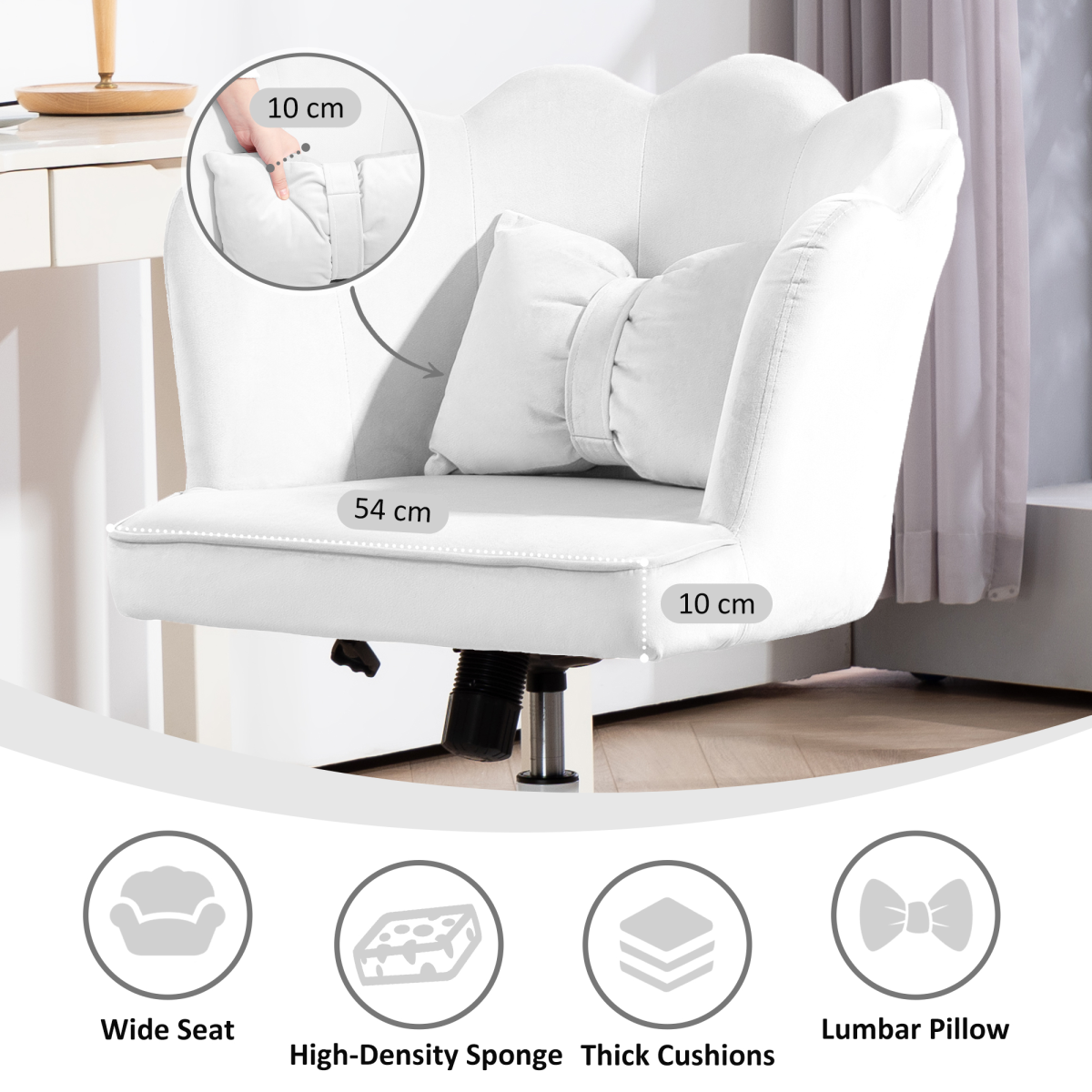 HOMCOM Armless Desk Chair Home Office Chair w/ Wide Seat Tilt Function