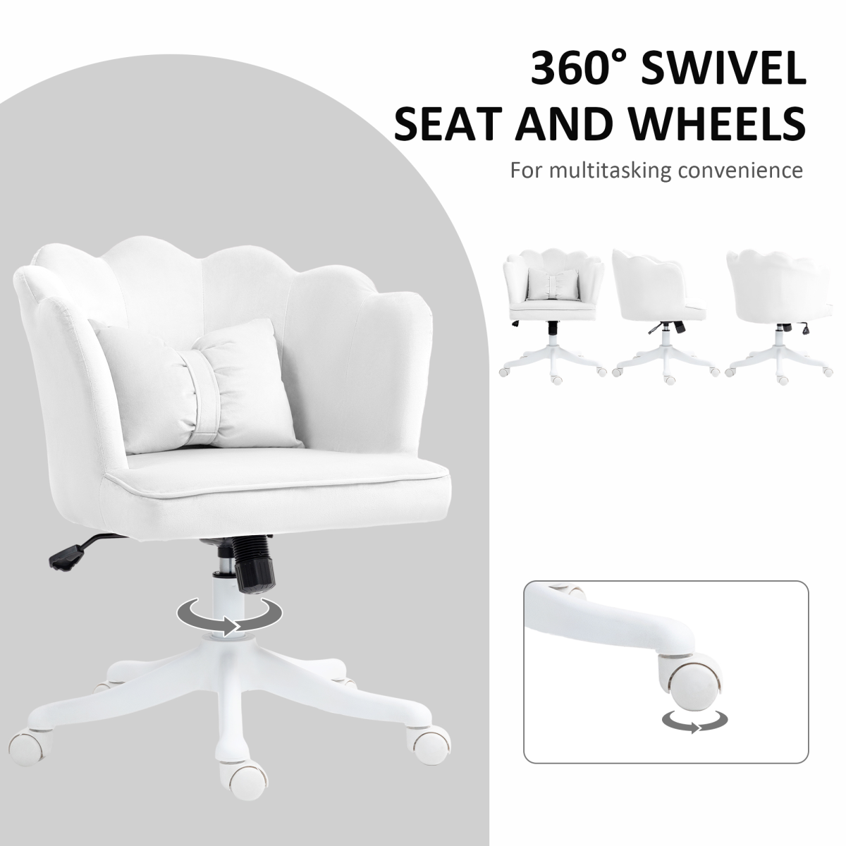 HOMCOM Armless Desk Chair Home Office Chair w/ Wide Seat Tilt Function