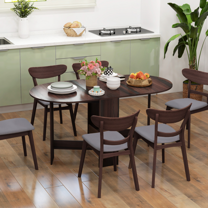 HOMCOM Oval Kitchen Table for Dining Room, Small Space Chocolate