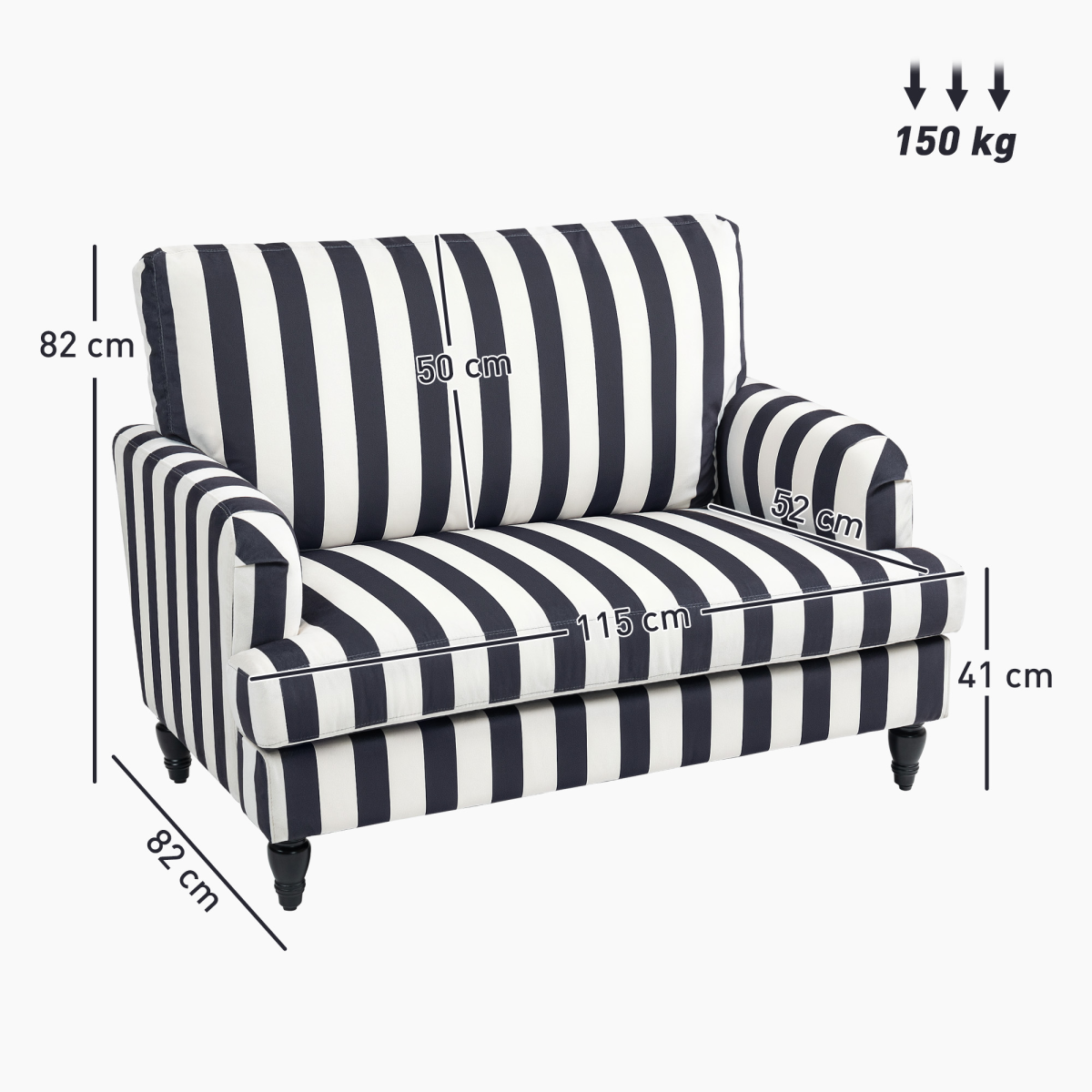 HOMCOM Accent Chair with Stripe, Armchair for Living Room