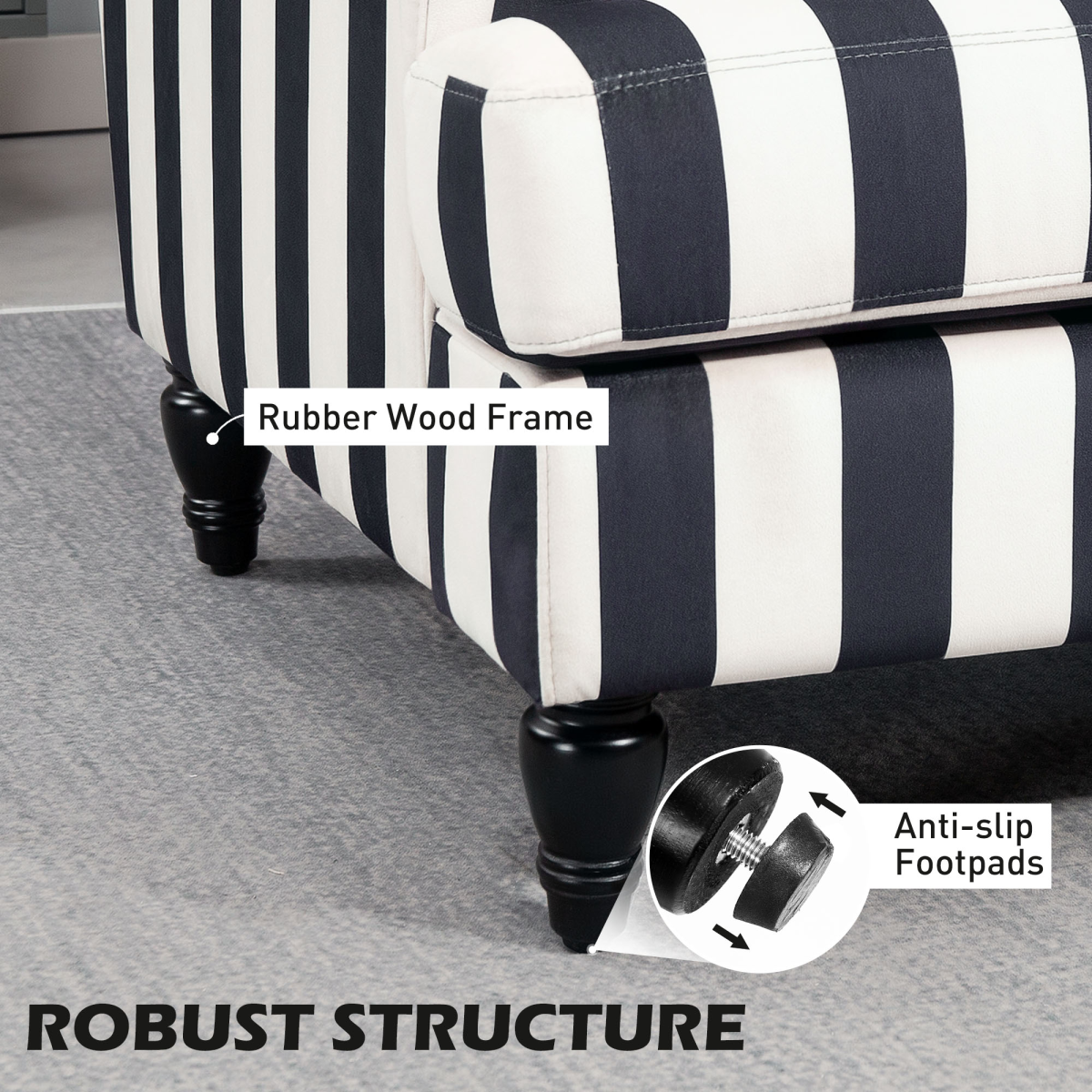 HOMCOM Accent Chair with Stripe, Armchair for Living Room