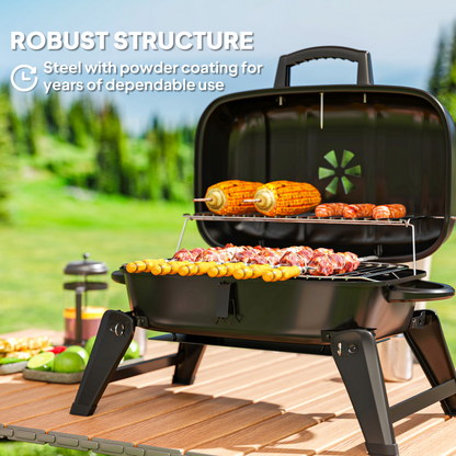 Outsunny Folding Charcoal Barbecue Grill, Portable BBQ for Camping