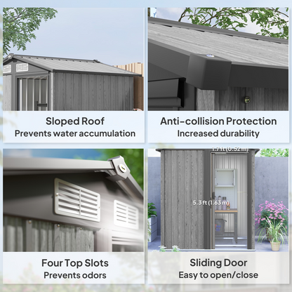Outsunny 5ft x 4.3ft Outdoor Metal Storage Shed with Sliding Door Sloped Roof