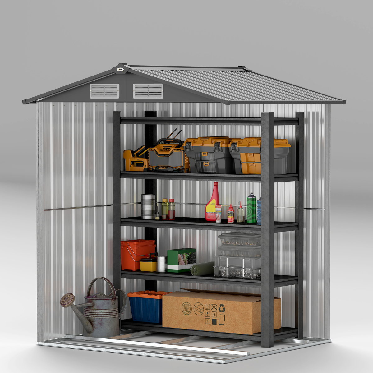 Outsunny 5ft x 4.3ft Outdoor Metal Storage Shed with Sliding Door Sloped Roof