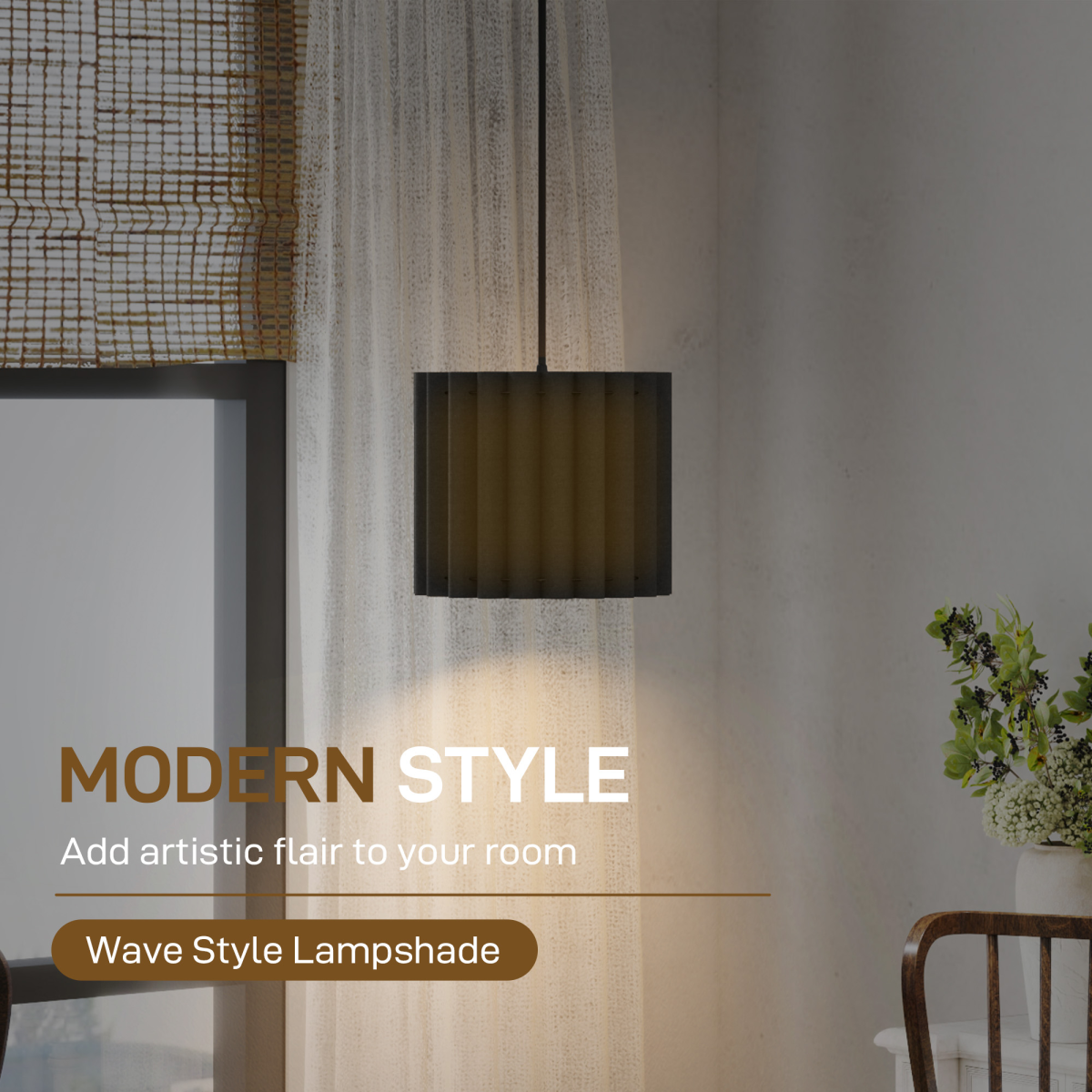 HOMCOM Linen Pendant Light, E27 Lampshade for Living Room, Bedroom