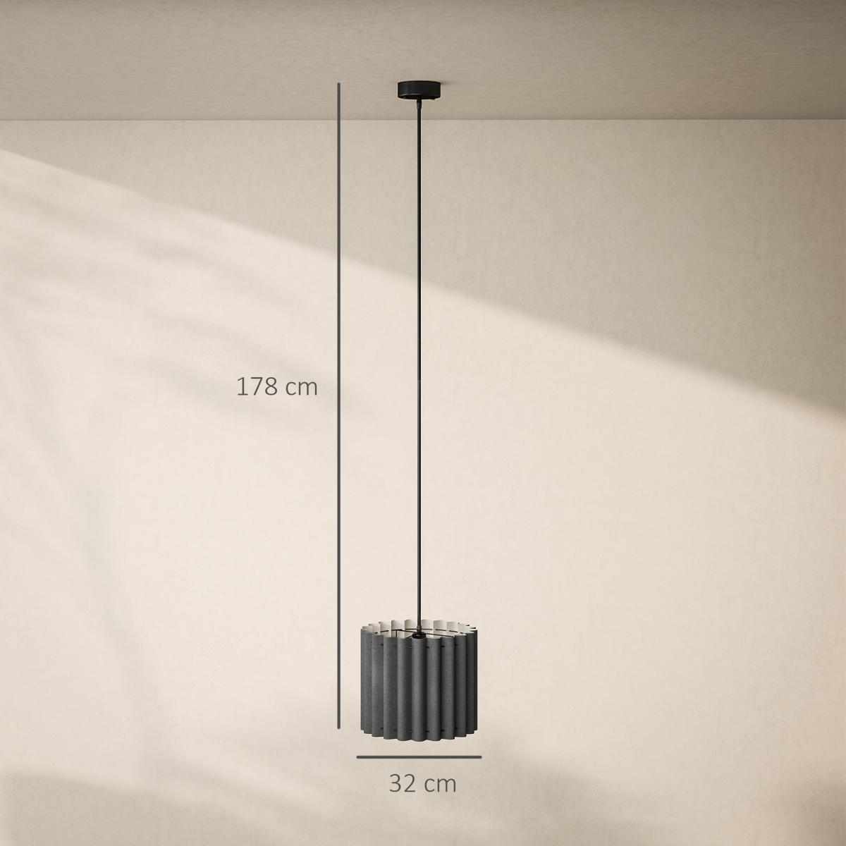 HOMCOM Linen Pendant Light, E27 Lampshade for Living Room, Bedroom