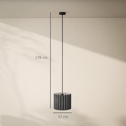 HOMCOM Linen Pendant Light, E27 Lampshade for Living Room, Bedroom