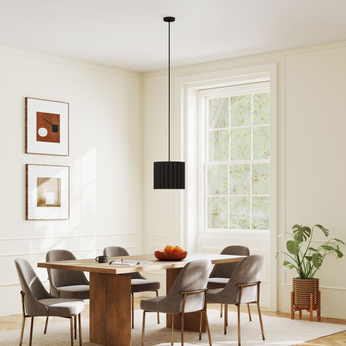 HOMCOM Linen Pendant Light, E27 Lampshade for Living Room, Bedroom