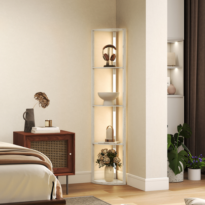 HOMCOM Corner Floor Lamp with Dimmable Warm White LED Light