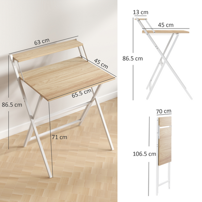 HOMCOM 70 cm Folding Computer Desk for Small Spaces Bedroom
