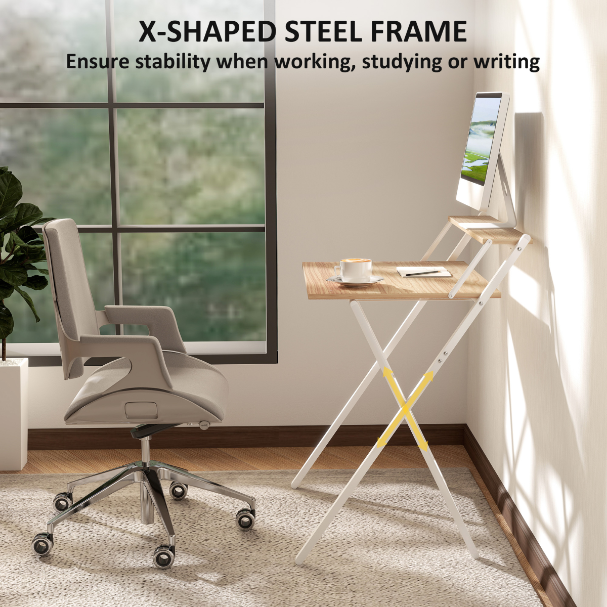 HOMCOM 70 cm Folding Computer Desk for Small Spaces Bedroom