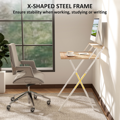HOMCOM 70 cm Folding Computer Desk for Small Spaces Bedroom