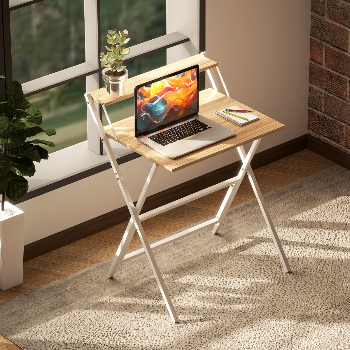HOMCOM 70 cm Folding Computer Desk for Small Spaces Bedroom