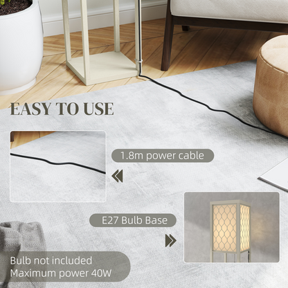 HOMCOM Modern Floor Lamp Light with 3 Shelves Fabric Lampshade