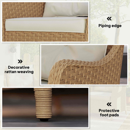 Outsunny 2 Pieces Rattan Garden Chairs, Cushioned Rattan Chairs