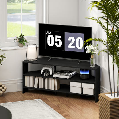 HOMCOM Corner TV Stand, TV Unit with Open Shelves for 47 Inch TV