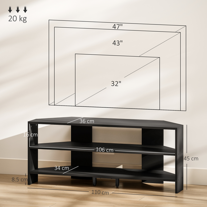 HOMCOM Corner TV Stand, TV Unit with Open Shelves for 47 Inch TV
