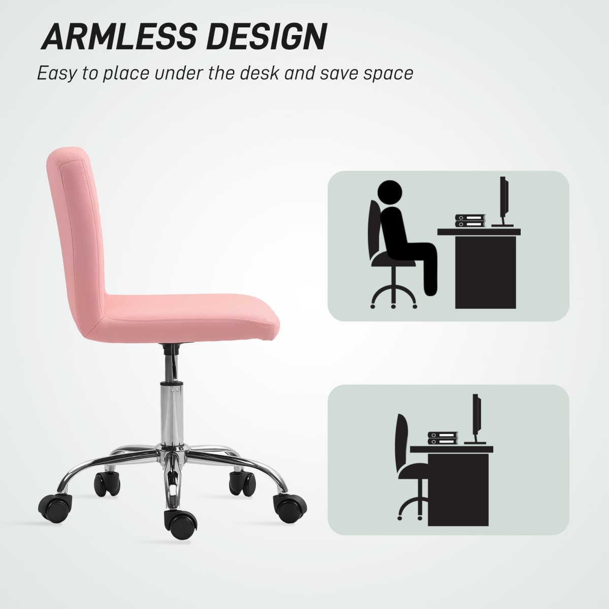 HOMCOM Modern Vanity Computer Desk Chair with Rolling Wheels