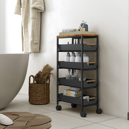 HOMCOM Kitchen Storage Trolley Mobile Utility Cart for Kitchen Office