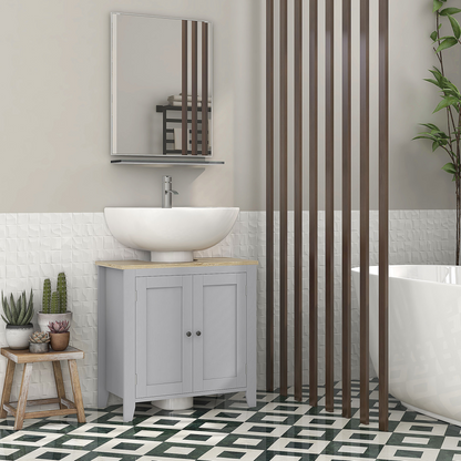 kleankin Bathroom Pedestal Under Sink Cabinet with Adjustable Shelf