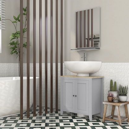 kleankin Bathroom Pedestal Under Sink Cabinet with Adjustable Shelf