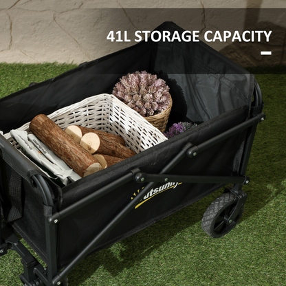 Outsunny 41L Festival Trolley, 60kg Heavy Duty Folding Trolley Cart, Black