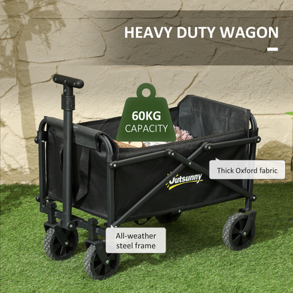 Outsunny 41L Festival Trolley, 60kg Heavy Duty Folding Trolley Cart, Black