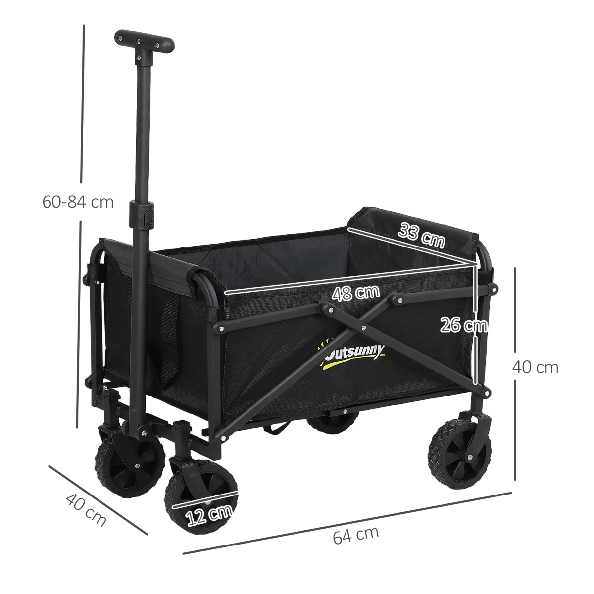 Outsunny 41L Festival Trolley, 60kg Heavy Duty Folding Trolley Cart, Black