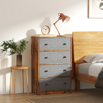 HOMCOM Chest of Drawers, 4 or 6 Drawer Dresser for Bedroom, Grey and Rustic Brown