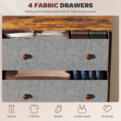 HOMCOM Chest of Drawers, 4 or 6 Drawer Dresser for Bedroom, Grey and Rustic Brown