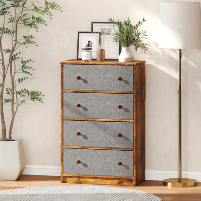 HOMCOM Chest of Drawers, 4 or 6 Drawer Dresser for Bedroom, Grey and Rustic Brown