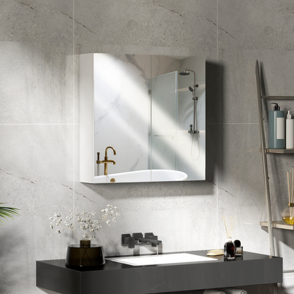 HOMCOM Bathroom Mirror Cabinet Wall Mounted, 60 x 15 x 60 cm, White
