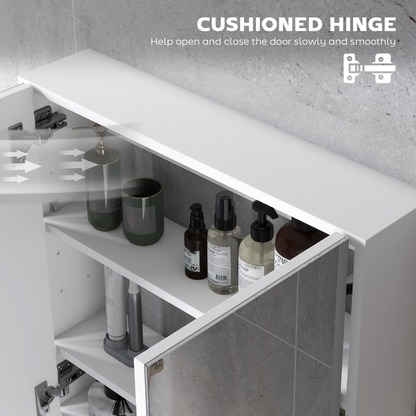 HOMCOM Bathroom Mirror Cabinet Wall Mounted, 60 x 15 x 60 cm, White