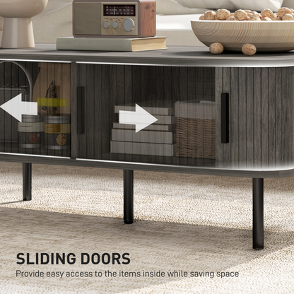 HOMCOM Coffee Table with Storage and Sliding Doors for Living Room, Grey