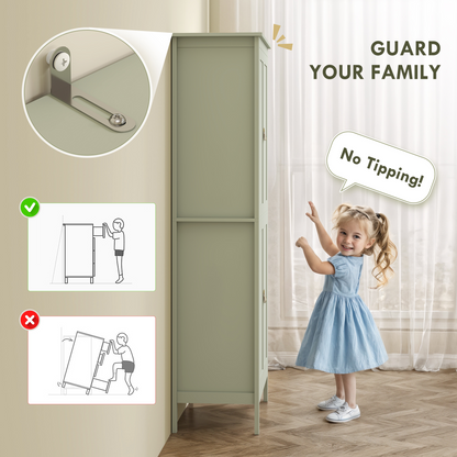 HOMCOM 176.5 cm Tall Freestanding Pantry Storage Cabinet with 4 Doors Green