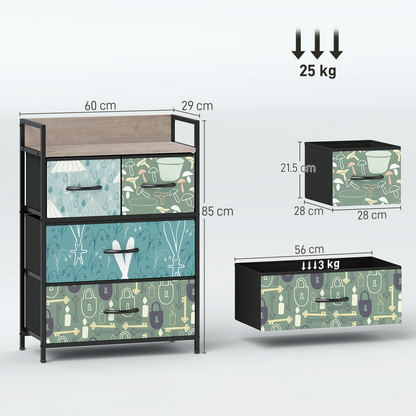 HOMCOM 4 or 5 or 6 or 7 or 8-Drawer Chest of Drawers, Fabric Dresser with Open Shelf