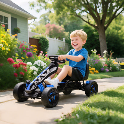 AIYAPLAY Pedal Go Kart with Automatic Clutch, for Ages 3-6 Years, Blue